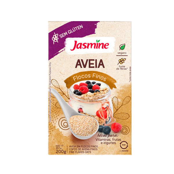 Aveia em Flocos Finos sem Glúten Jasmine Caixa 200g