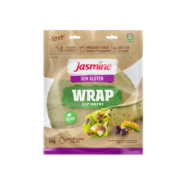 Massa Tortilha Espinafre sem Glúten Jasmine Pouch 240g