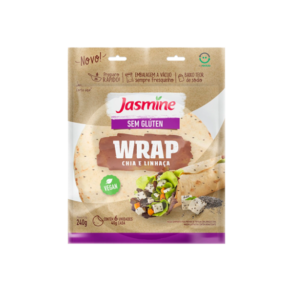 Massa Tortilha Chia e Linhaça sem Glúten Jasmine Pouch 240g